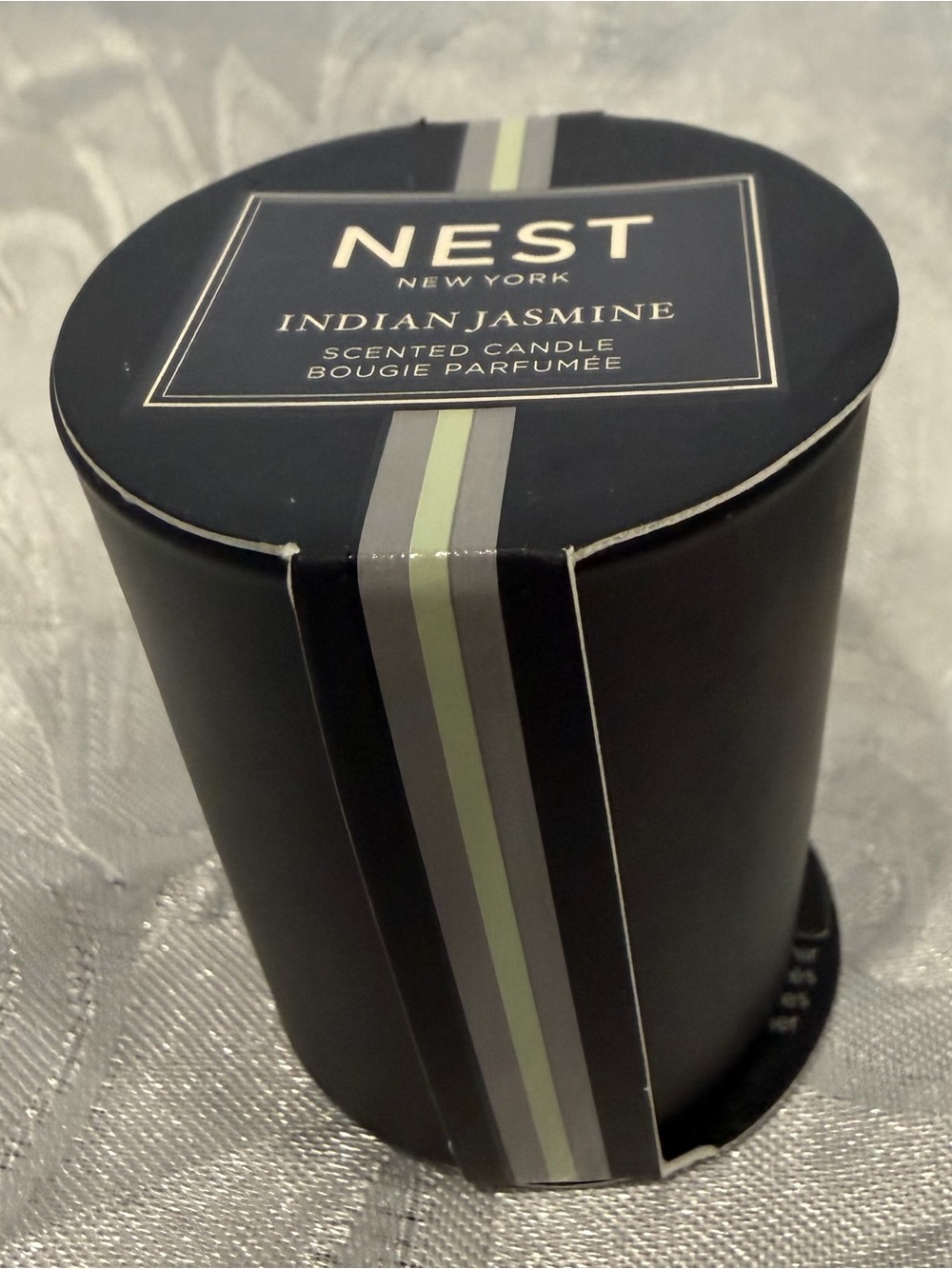 NEST Fragrances Indian Jasmine Candle - Black with Olive Stripe